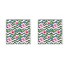 Zigzag Flowers Cufflinks (square) by goljakoff