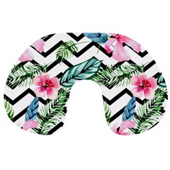 Zigzag Flowers Travel Neck Pillow by goljakoff