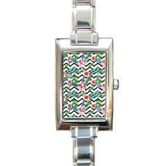 Zigzag Flowers Pattern Rectangle Italian Charm Watch by goljakoff