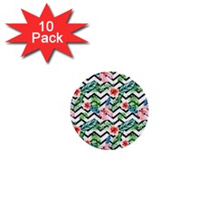 Zigzag Flowers Pattern 1  Mini Buttons (10 Pack)  by goljakoff