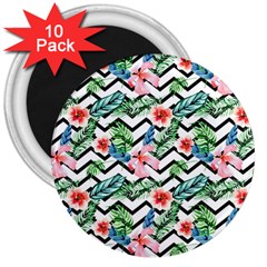 Zigzag Flowers Pattern 3  Magnets (10 Pack)  by goljakoff