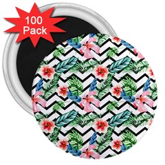 Zigzag Flowers Pattern 3  Magnets (100 Pack) by goljakoff