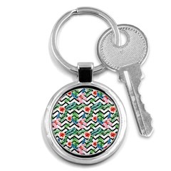 Zigzag Flowers Pattern Key Chain (round) by goljakoff