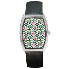 Zigzag Flowers Pattern Barrel Style Metal Watch by goljakoff