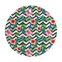 Zigzag Flowers Pattern Round Ornament (two Sides) by goljakoff