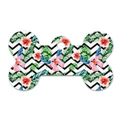 Zigzag Flowers Pattern Dog Tag Bone (one Side) by goljakoff