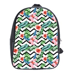 Zigzag Flowers Pattern School Bag (large) by goljakoff