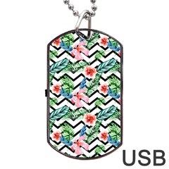 Zigzag Flowers Pattern Dog Tag Usb Flash (one Side) by goljakoff