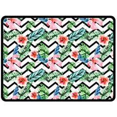 Zigzag Flowers Pattern Double Sided Fleece Blanket (large)  by goljakoff