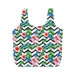 Zigzag Flowers Pattern Full Print Recycle Bag (m) by goljakoff