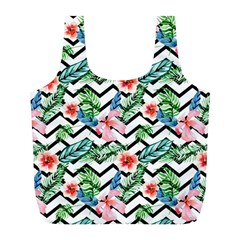 Zigzag Flowers Pattern Full Print Recycle Bag (l) by goljakoff