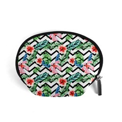 Zigzag Flowers Pattern Accessory Pouch (small) by goljakoff