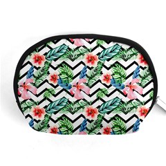 Zigzag Flowers Pattern Accessory Pouch (medium) by goljakoff