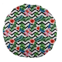 Zigzag Flowers Pattern Large 18  Premium Flano Round Cushions by goljakoff