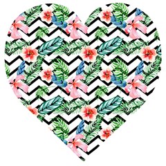 Zigzag Flowers Pattern Wooden Puzzle Heart by goljakoff