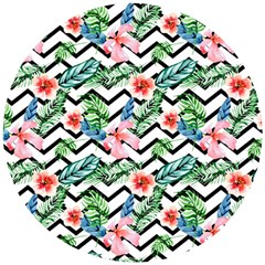 Zigzag Flowers Pattern Wooden Puzzle Round by goljakoff