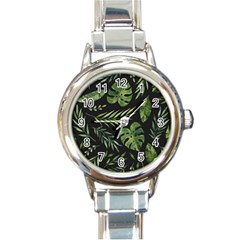 Green Leaves Round Italian Charm Watch by goljakoff