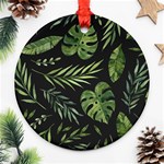 Green leaves Ornament (Round) Front