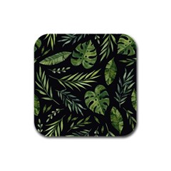 Green Leaves Rubber Square Coaster (4 Pack)  by goljakoff