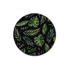 Green Leaves Rubber Coaster (round)  by goljakoff