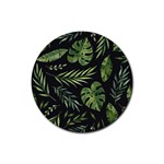 Green leaves Rubber Coaster (Round)  Front