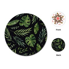 Green Leaves Playing Cards Single Design (round) by goljakoff