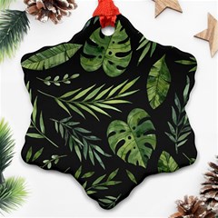 Green Leaves Snowflake Ornament (two Sides) by goljakoff