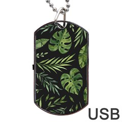 Green Leaves Dog Tag Usb Flash (two Sides) by goljakoff