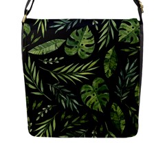 Green Leaves Flap Closure Messenger Bag (l) by goljakoff