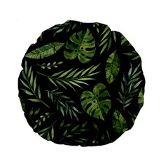 Green Leaves Standard 15  Premium Flano Round Cushions by goljakoff