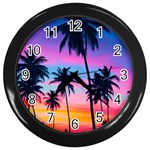 Palms Wall Clock (Black) Front