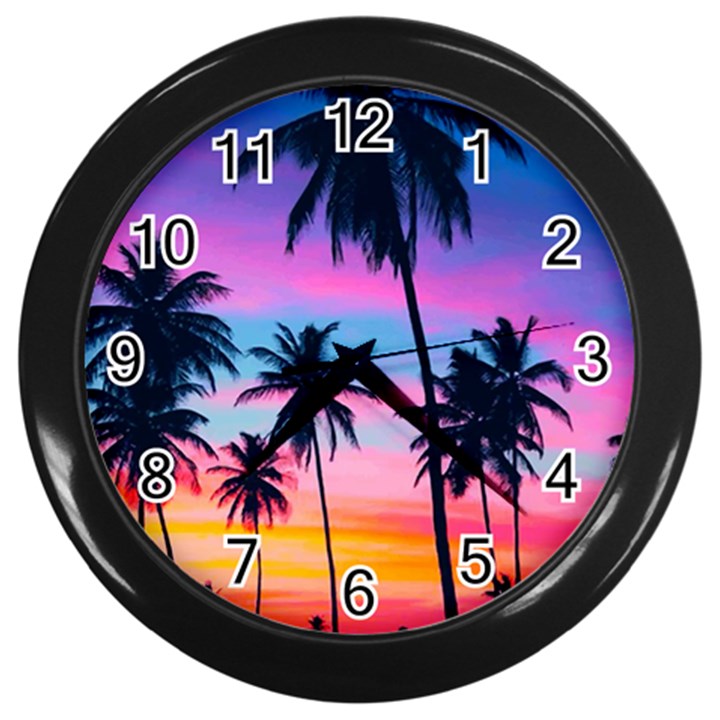 Palms Wall Clock (Black)