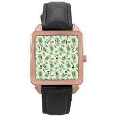 Pineapples Rose Gold Leather Watch  by goljakoff