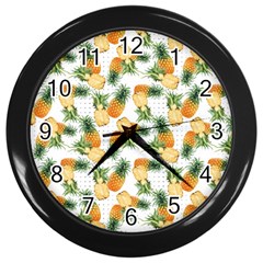 Tropical Pineapples Wall Clock (black) by goljakoff