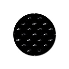 Formula One Black And White Graphic Pattern Rubber Round Coaster (4 Pack)  by dflcprintsclothing