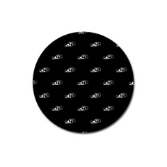 Formula One Black And White Graphic Pattern Magnet 3  (round) by dflcprintsclothing