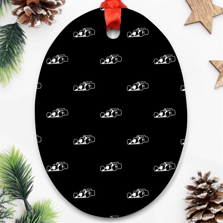 Formula One Black And White Graphic Pattern Ornament (Oval)