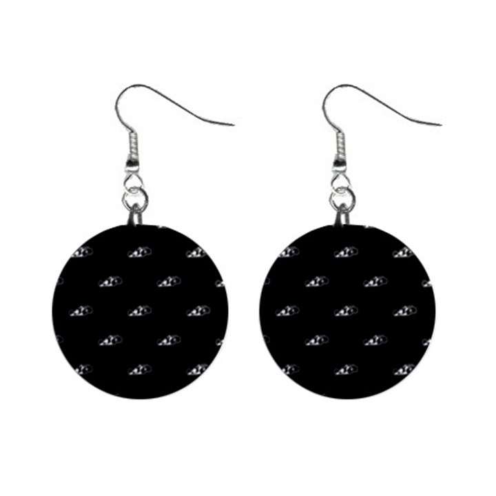 Formula One Black And White Graphic Pattern Mini Button Earrings