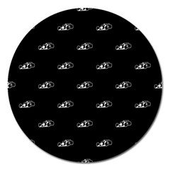 Formula One Black And White Graphic Pattern Magnet 5  (round) by dflcprintsclothing