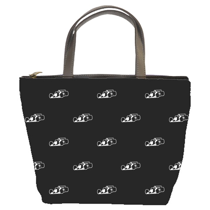 Formula One Black And White Graphic Pattern Bucket Bag