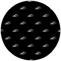 Formula One Black And White Graphic Pattern Wooden Puzzle Round