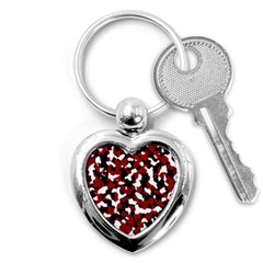 Camouflage Rouge/blanc Key Chain (heart) by kcreatif