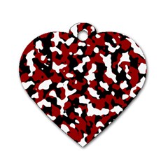 Camouflage Rouge/blanc Dog Tag Heart (two Sides) by kcreatif