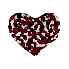 Camouflage Rouge/blanc Standard 16  Premium Heart Shape Cushions by kcreatif