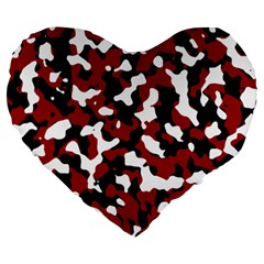 Camouflage Rouge/blanc Large 19  Premium Heart Shape Cushions by kcreatif