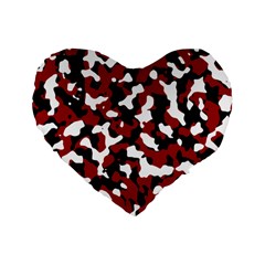 Camouflage Rouge/blanc Standard 16  Premium Flano Heart Shape Cushions by kcreatif