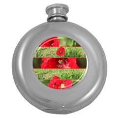 Photos Collage Coquelicots Round Hip Flask (5 Oz)