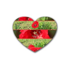 Photos Collage Coquelicots Heart Coaster (4 Pack)  by kcreatif