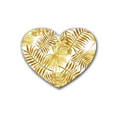 Golden Leaves Rubber Coaster (heart)  by goljakoff