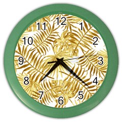 Golden Leaves Color Wall Clock by goljakoff